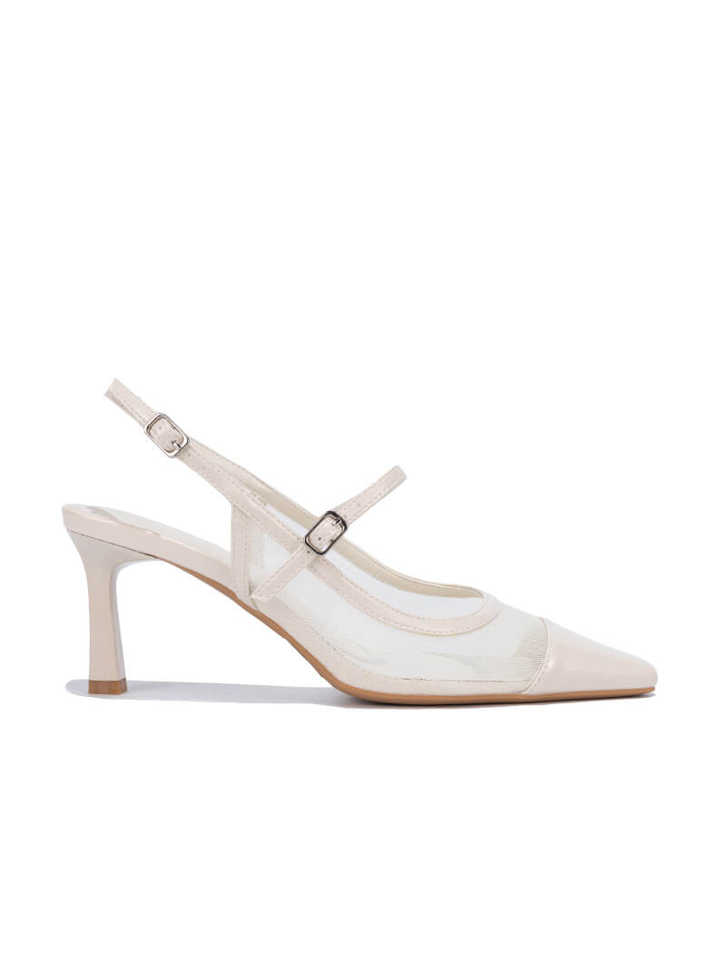 Escarpins en tulle avec bride arrière